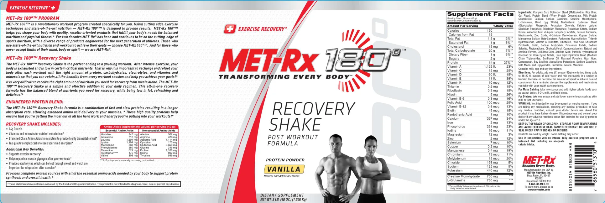 Label for Recovery Shake Vanilla