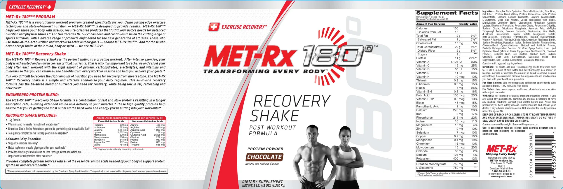Label for Recovery Shake Chocolate