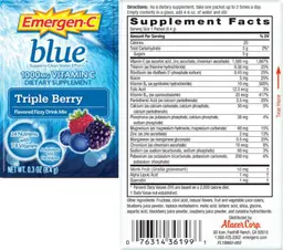 Label for Blue 1000 mg Vitamin C Triple Berry