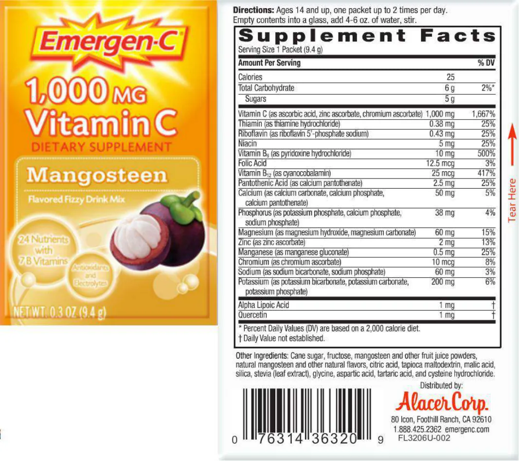 Label for 1,000 MG Vitamin C Mangosteen