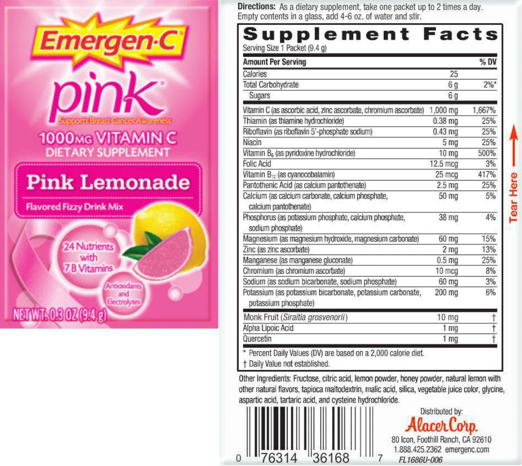 Label for Pink 1,000 mg Vitamin C Pink Lemonade