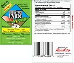 Label for Electro Mix Natural Lemon-Lime Flavor