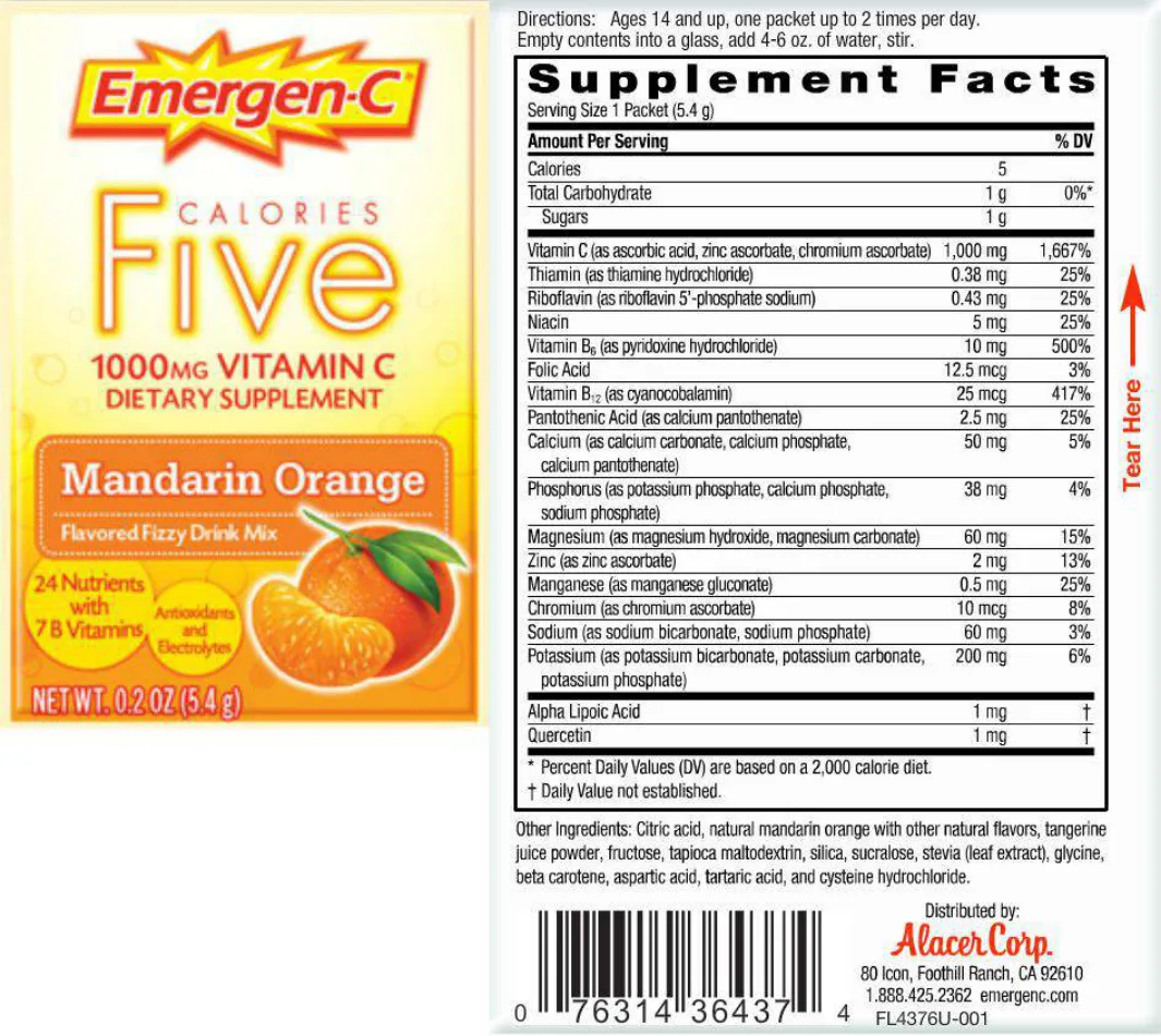 Label for Five Calories 1000 mg Vitamin C Mandarin Orange