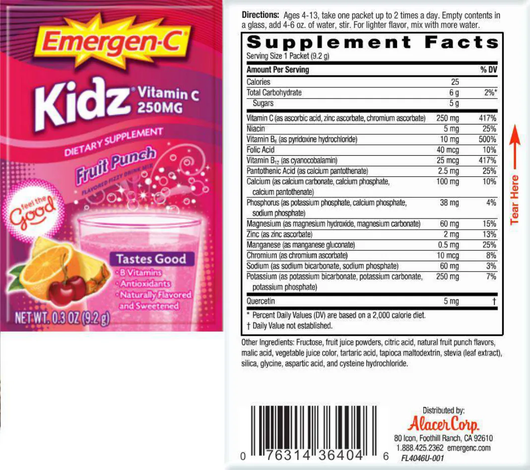 Label for Kidz Vitamin C 250 mg Fruit Punch