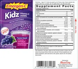 Label for Kidz Vitamin C 250 mg Fruit Grape