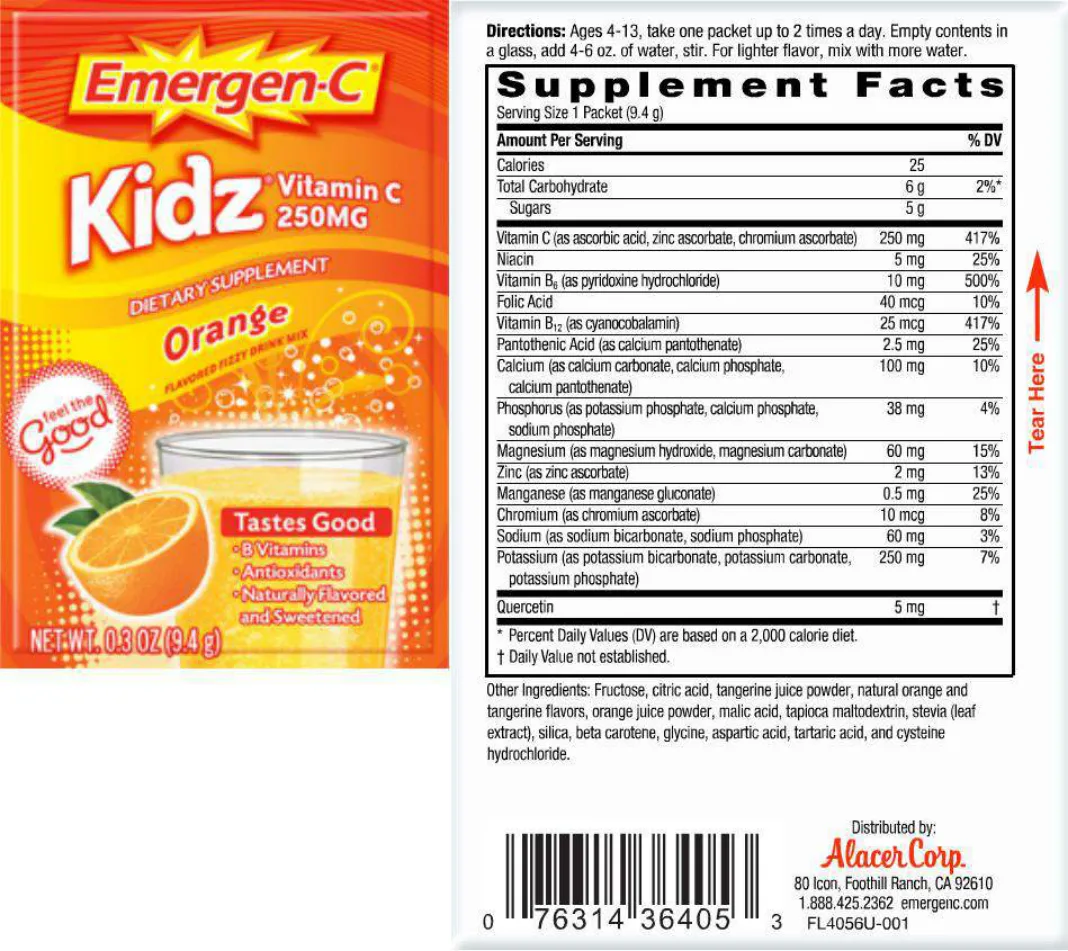 Label for Kidz Vitamin C 250 mg Fruit Orange