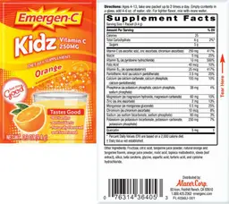Label for Kidz Vitamin C 250 mg Fruit Orange