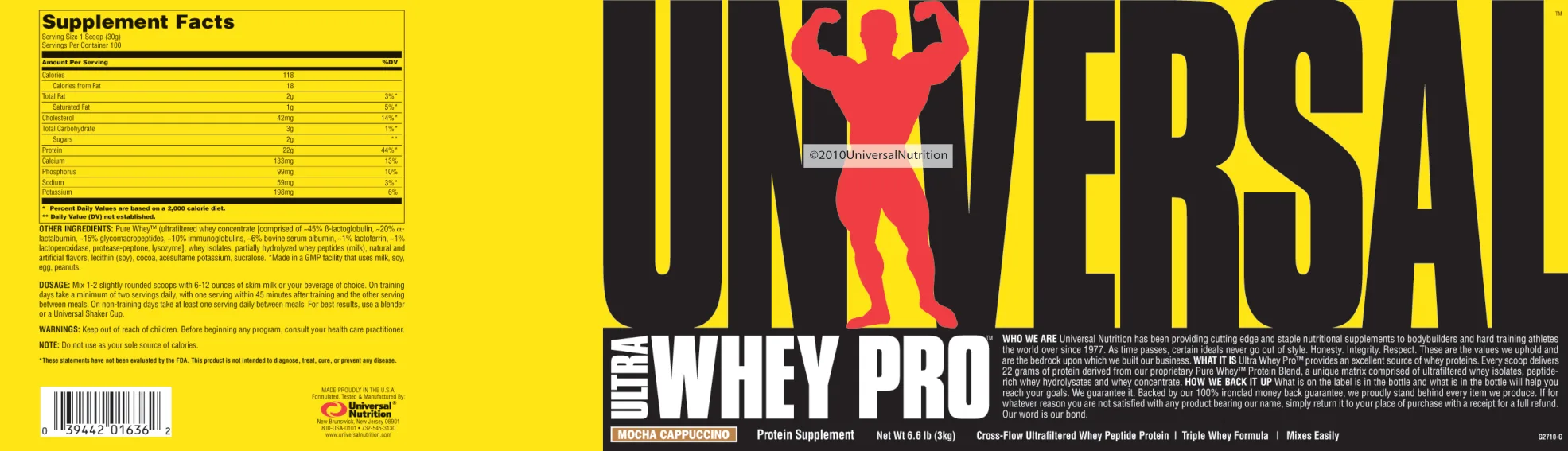 Label for Ultra Whey Pro Mocha Cappuccino