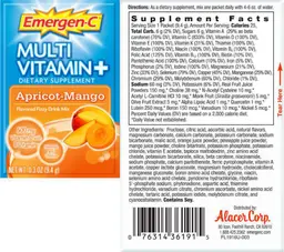 Label for Multi Vitamin+ Apricot-Mango