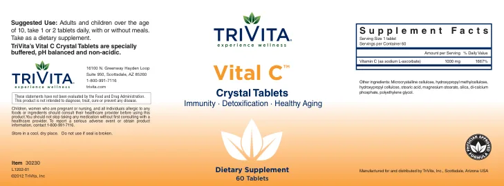 Label for Vital C Crystal Tablets