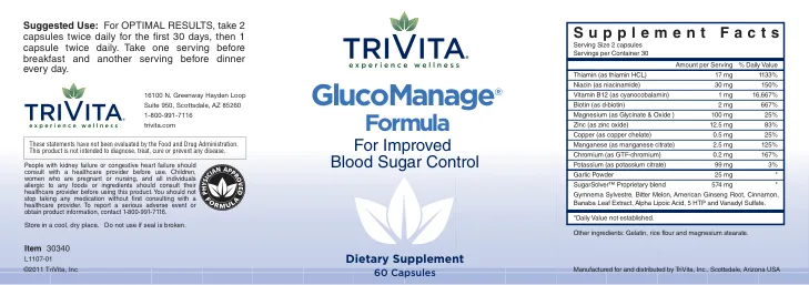 Label for GlucoManage Formula