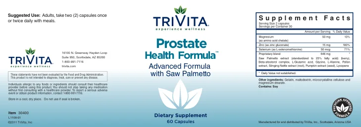 Label for Prostate Health Formula
