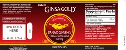 Standardized Panax Ginseng Herbal Supplement 600 mg