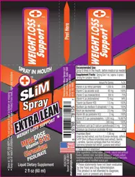 Label for Slim Spray Extra Lean Weight Loss Support