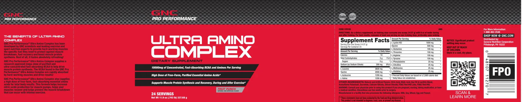 Label for Ultra Amino Complex Fruit Punch