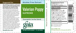 Label for Valerian Poppy Supreme Alcohol Free Extract