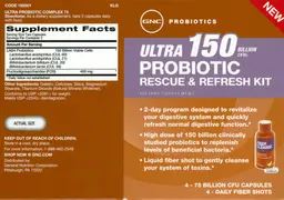 Label for Ultra Probiotic Rescue & Refresh Kit 150 Billion CFUs