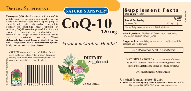 Label for CoQ-10 120 mg