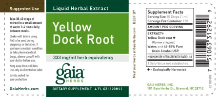 Label for Yellow Dock Root
