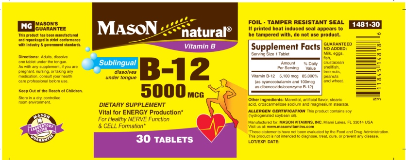 Label for B-12 5000 mcg