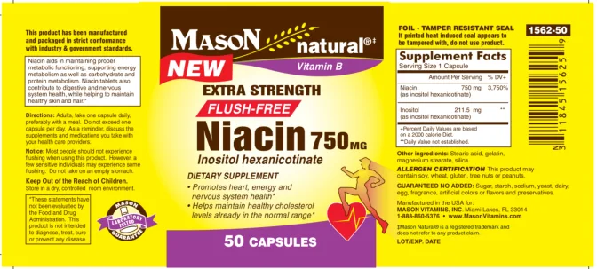Label for Extra Strength Flush-Free Niacin 750 mg