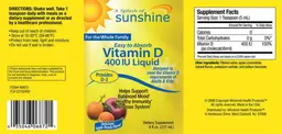 Label for Vitamin D 400 IU Liquid Delicious Apple Peach Flavor