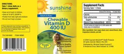 Label for Chewable Vitamin D 400 IU