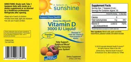 Label for Vitamin D 3000 IU Liquid Delicious Apple Peach Flavor