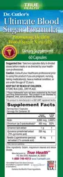 Label for Dr. Cutler's Ultimate Blood Sugar Formula