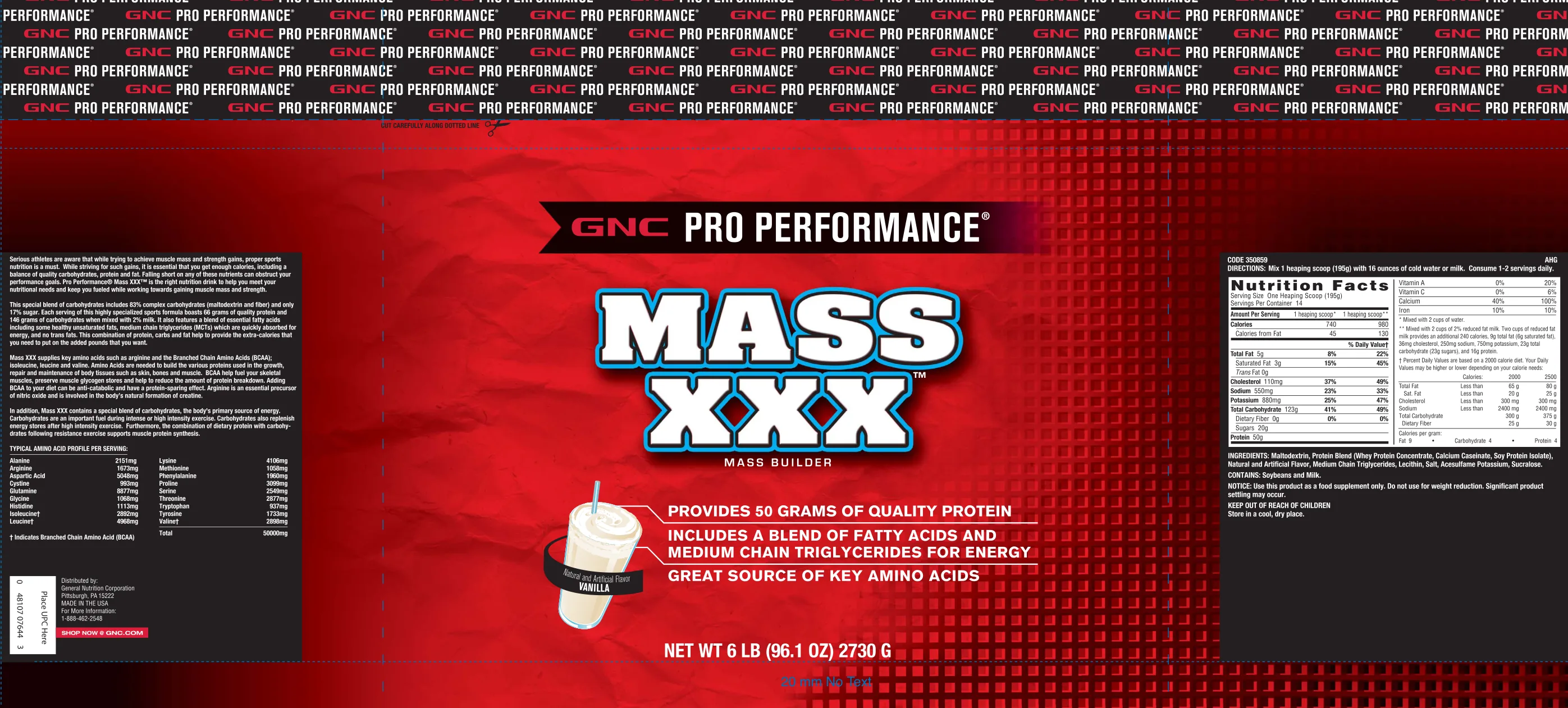 Label for Mass XXX Vanilla