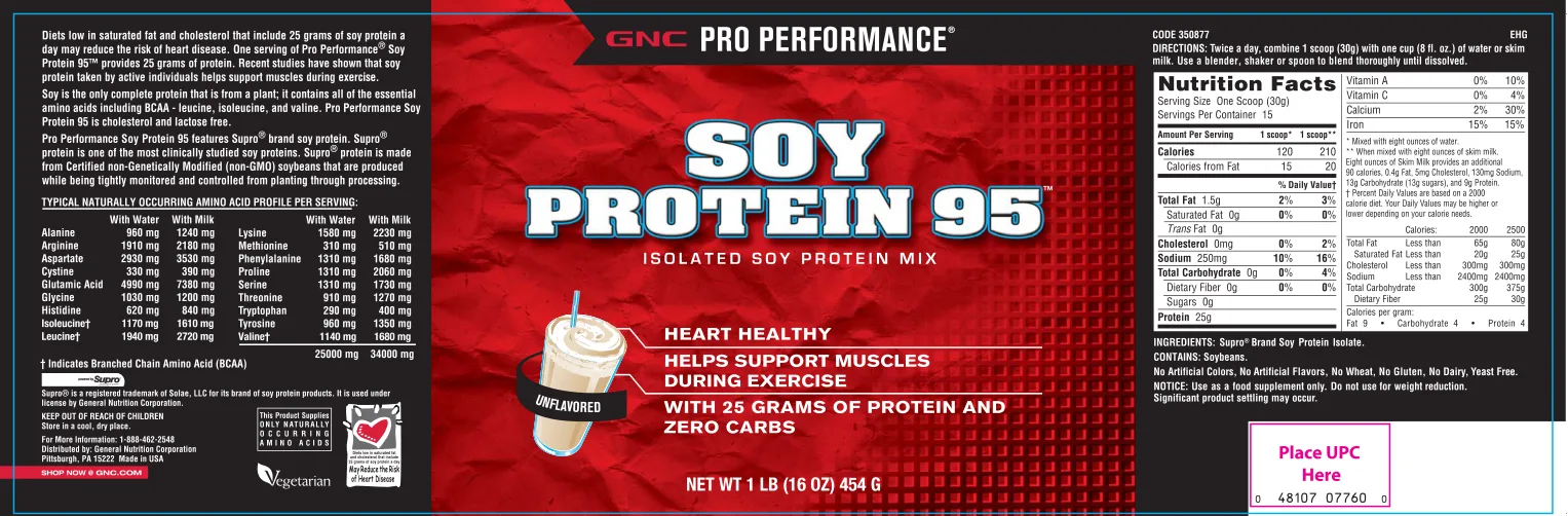 Label for Soy Protein 95 Unflavored