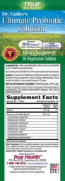 Label for Dr. Cutler's Ultimate Probiotic Solution