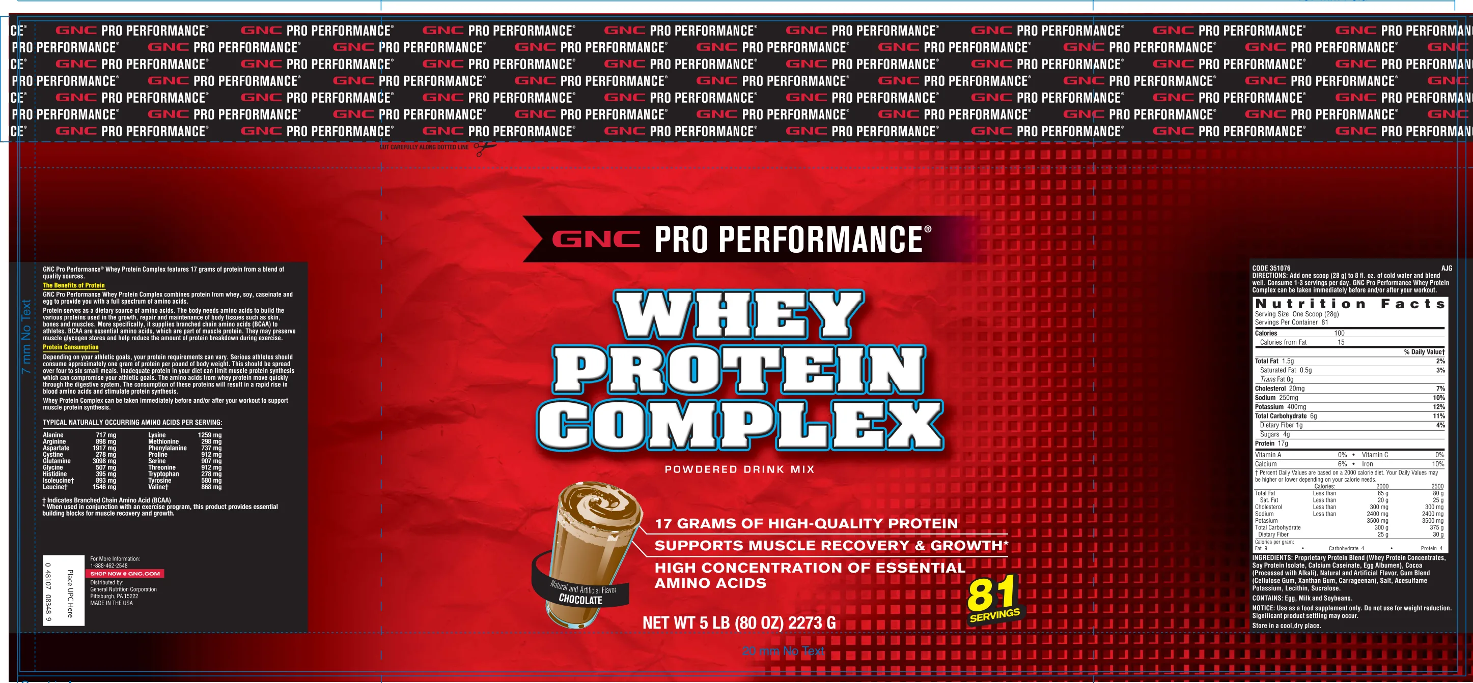 Label for Whey Protein Complex Powdered Drink Mix Chocolate