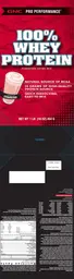 Label for 100% Whey Protein Powdered Drink Mix Strawberry