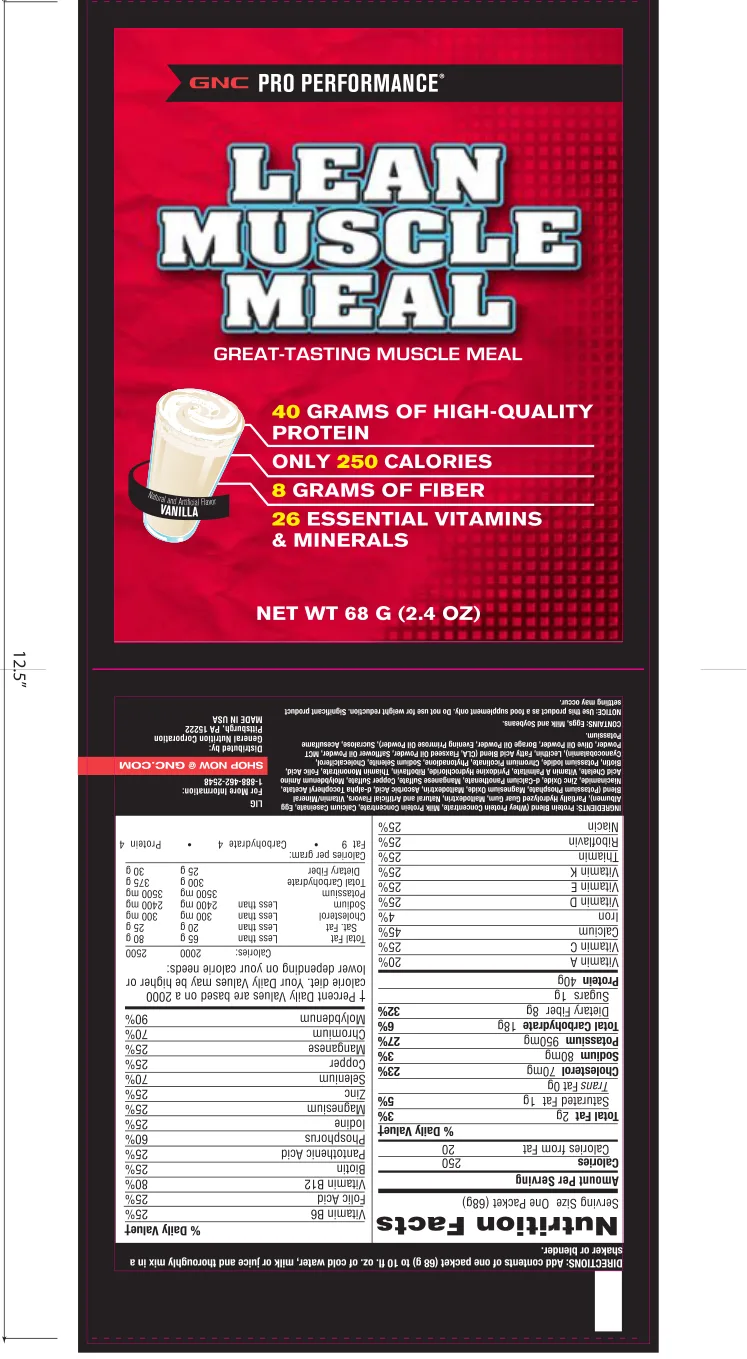 Label for Lean Muscle Meal Vanilla