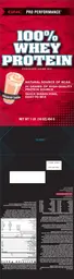 Label for 100% Whey Protein Powdered Drink Mix Strawberry Banana