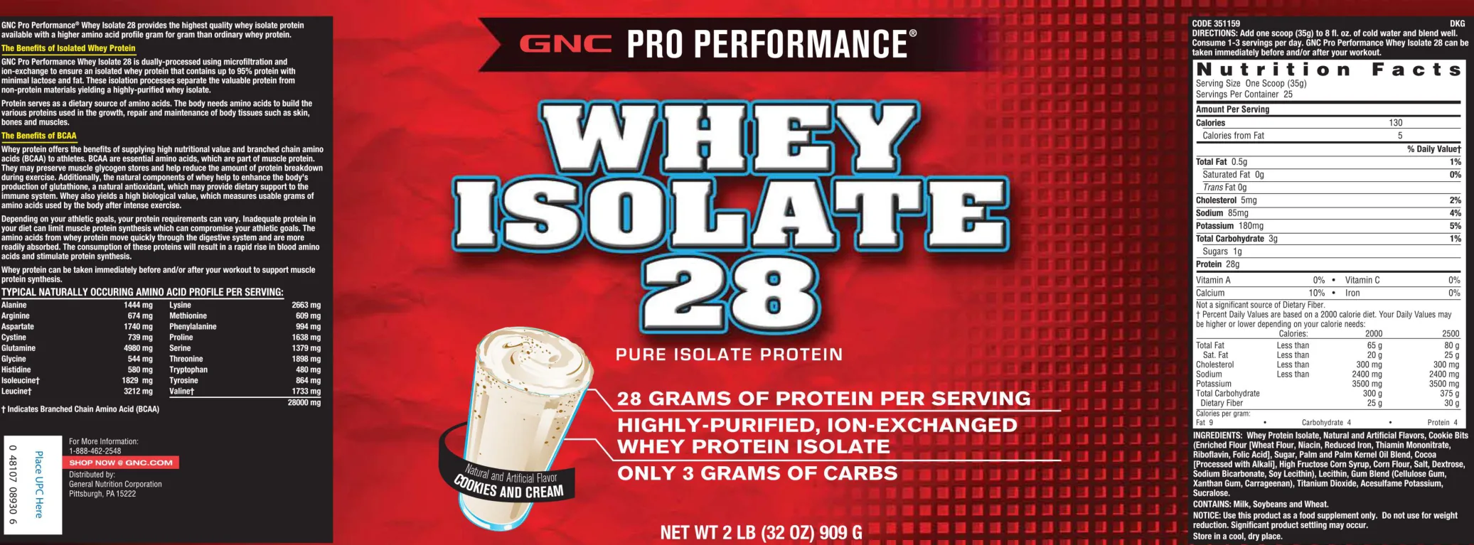 Label for Whey Isolate 28 Cookies And Cream