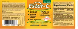 Label for Ester-C 500 mg With Citrus Bioflavoinds