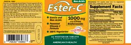 Label for Ester-C 1000 mg With Citrus Bioflavonoids