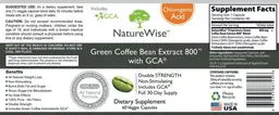 Label for Green Coffee Bean Extract 800 With GCA