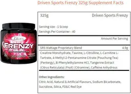 Label for Frenzy Fruit Punch Flavor