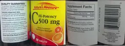 Label for Hi-Potency C 500 mg