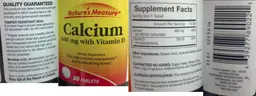 Label for Calcium 600 mg With Vitamin D