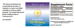 Label for Coenzyme Q-10 30 mg
