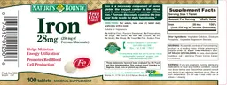 Label for Iron 28 mg