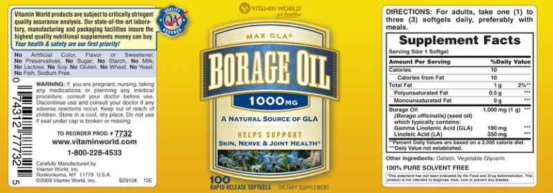 Max GLA Borage Oil 1000 mg