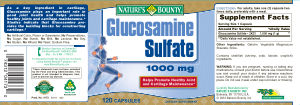 Label for Glucosamine Sulfate 1000 mg