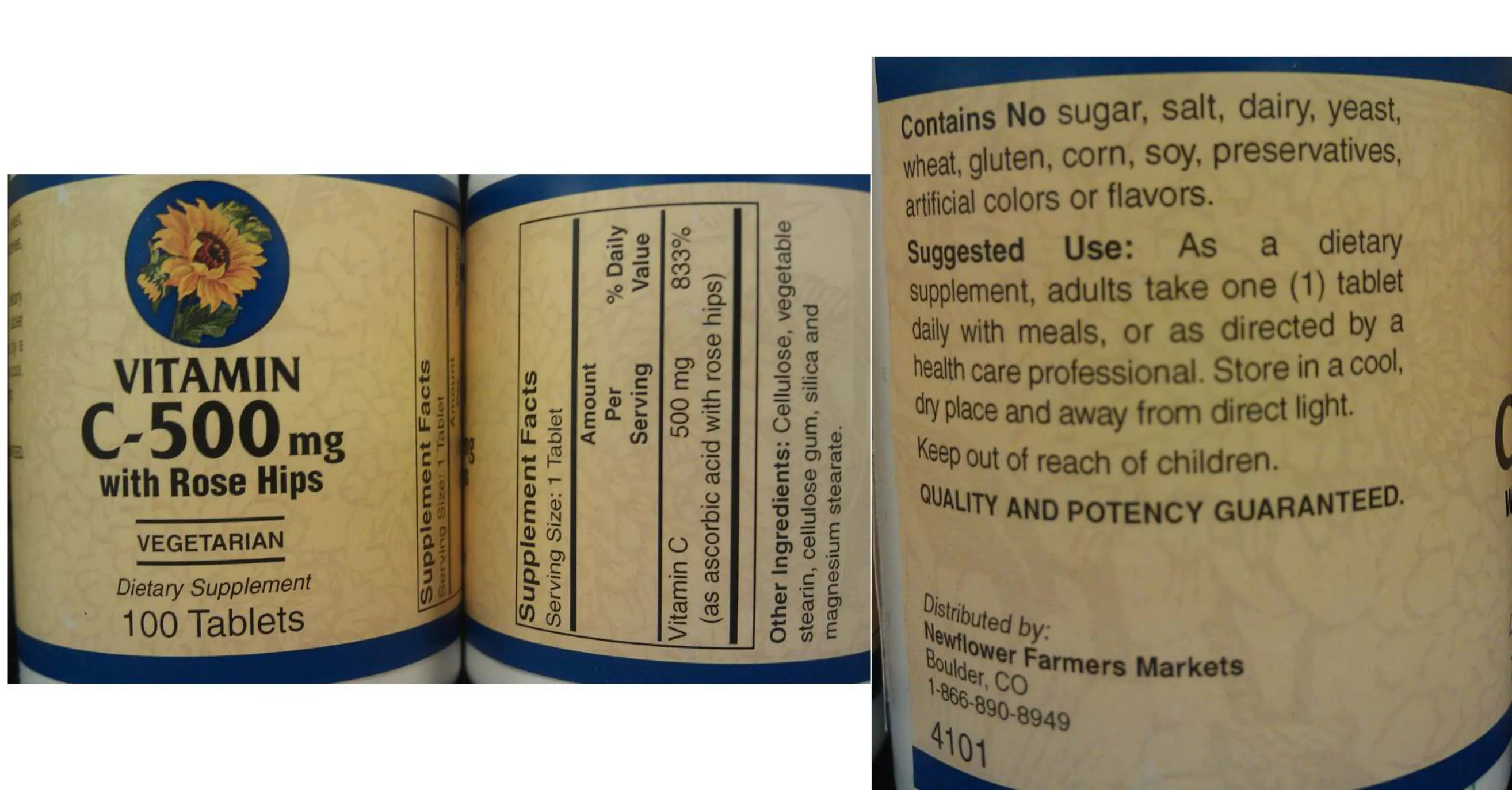 Label for Vitamin C-500 mg with Rose Hips