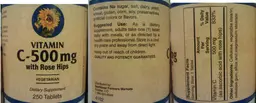 Label for Vitamin C-500 mg with Rose Hips
