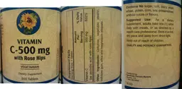 Label for Vitamin C-500 mg with Rose Hips